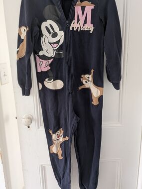 H&M Navy Pink Mickey & Chip 'n' Dale One-Piece Footie Pajamas